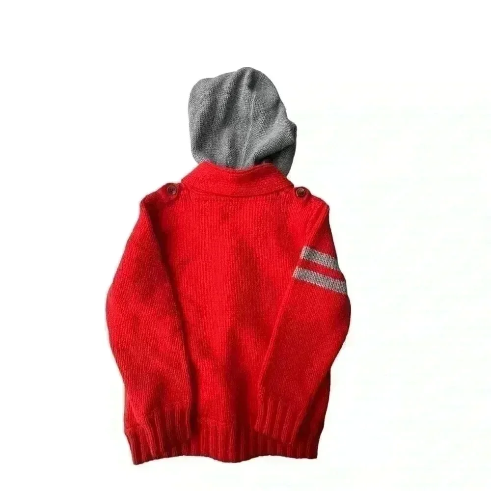 GAP BOYS CARDIGAN LETTERMAN STYLE HOODED SWEATER•SIZE 4T•NWT•ORANGE AND GREY•